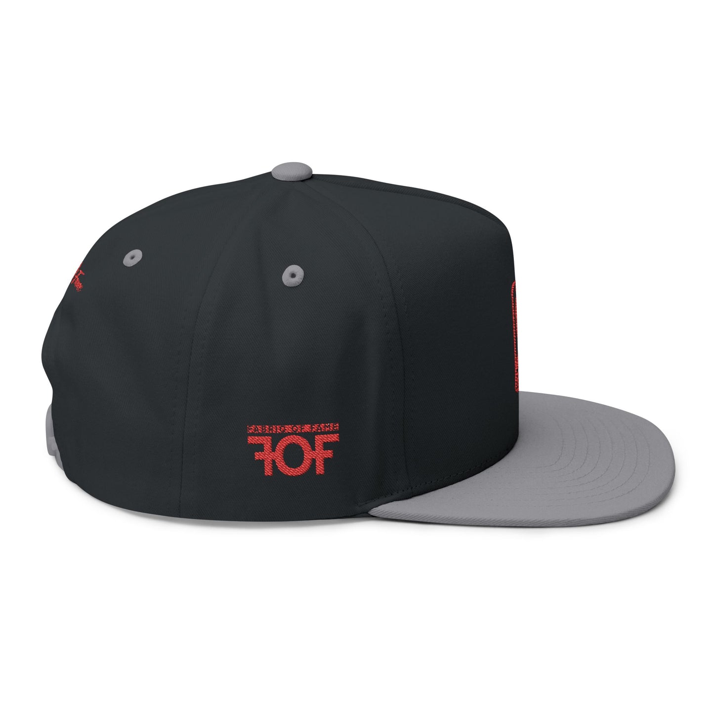 FOF Red Embroidered Flat Bill Cap – Vintage Fit | Fabric of Fame