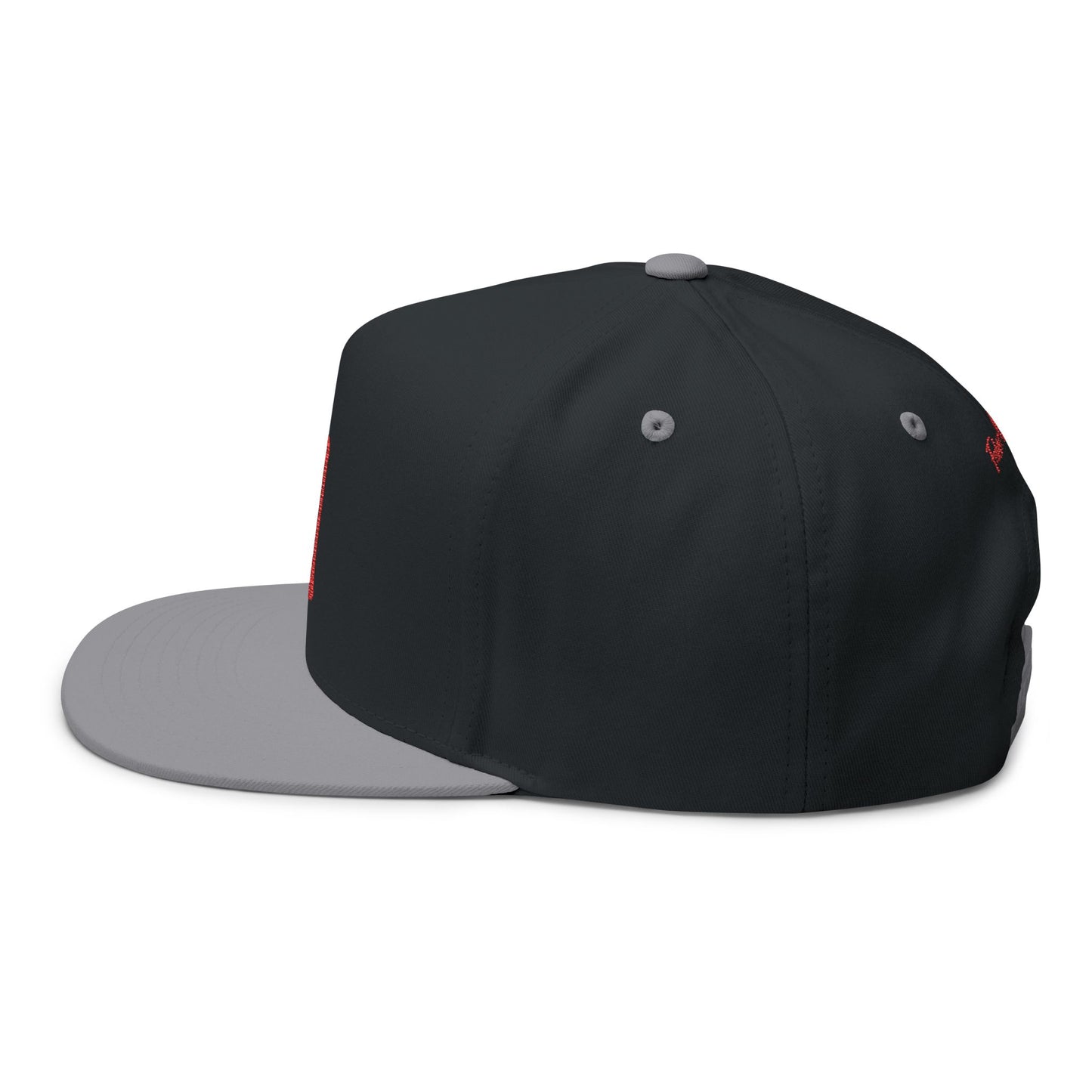 FOF Red Embroidered Flat Bill Cap – Vintage Fit | Fabric of Fame